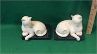 Pair of marble base cat bookends