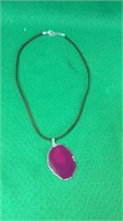 Pink agate slice necklace