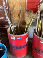 Cardboard Barrel of Hand Tools, Metal, Handles