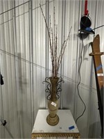 Metal Vase With Home Decor Sticks 47" Tall