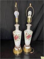 Pr Hand Painted Lamps