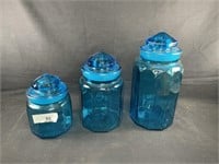 Blue Glass Cannister Set