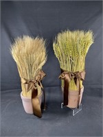 Artificial 2 Wheat Bunches in Clay Pots