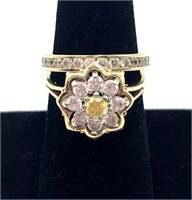 Two 14K Gold Diamonique Rings