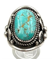 Sterling Silver and  Royston Turquoise Ring