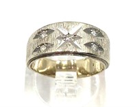 14K Gold Band Ring with Diamonds