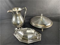 3 pcs Silver Plate 2 unmarked Covered Casserole