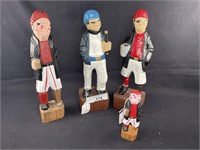 Vintage Hand Carved Wooden Sailors 6 to 12"Tall