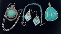 Pendent, Necklace, Bracelet, and Earrings