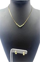 14k Gold and Tourmaline Necklace and Earrings