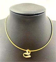 10K Gold Necklace with Diamonds Made In Italy