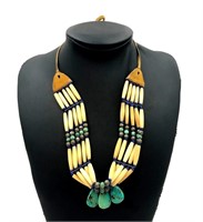 Bone and Turquoise Beaded Necklace