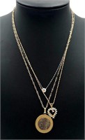 Three 14K Gold Necklaces with Pendants