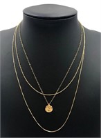 14K Gold Box and Cable Chain Necklaces