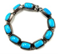 Mexican Sterling Silverer and Turquoise Bracelet