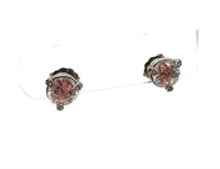 Sterling Silver and Glass Stud Earrings