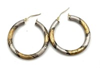 Two Toned Sterling Silver 10K Gold Hoop Earrings