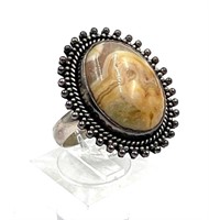 Sterling Silver Laguna Lace Agate Cabochon Ring