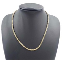 Gold Toned Italian Rope Chain Necklace