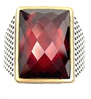 Sterling Silver Two Toned Red Garnet Ring