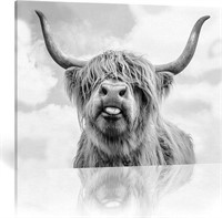 NEW $65 (16'' x 20'') Black and White Highland Cow