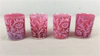 4x The Bid Patterned Cranberry Tumblers