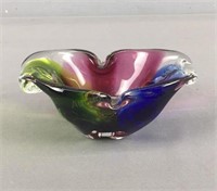 Multicolored Heavy Art Glass Bowl