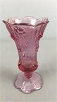 9" Pink Fenton Footed Vase