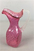 Cranberry Glass Pitcher - Unmarked