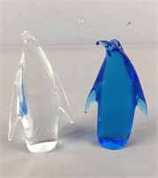 2x The Bid Swedish Glass Penguins