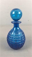 Blue Glass Decanter W/ Stopper - Unmarked