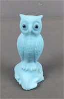 Frosted Blue Milk Glass Owl