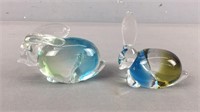 2x The Bid Art Glass Rabbits - Chalet Canada