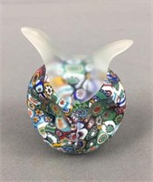 Mosaic Art Glass Horned Owl Paperweight