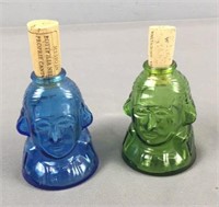 2x The Bid Figural Bottles Cork Stoppers Unmarked