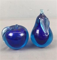 2x The Bid Solid Glass Fruit Paperweight Italy