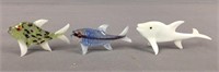 3x The Bid Art Glass Fish - One Marked E Germany