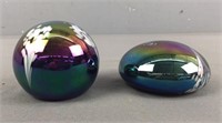2x The Bid Iridescent Paperweights - One Signed