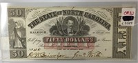 1863 North Carolina $50 Note
