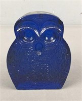 Large Heavy Blenko Handcraft Cobalt Glass Owl
