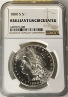 1880 S Brilliant UNC US Morgan silver dollar