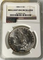 1884 O Brilliant UNC US Morgan silver dollar