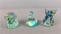 3x The Bid Chalet Art Glass Figures