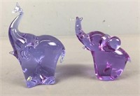 2x The Bid Swedish Amethyst Glass Elephants