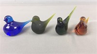4x The Bid Art Glass Birds - 2 Marked Pilgrim