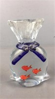 Glass Fish Bag Paperweight