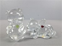 2x The Bid Fenton Glass Bear Figures