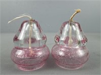 Pair Glass Oil Candles