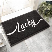 "Lucky" Door Mat, Black with White Writing