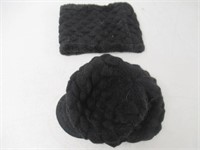 "Used" Dafeng Beret Hat & Muff, Black